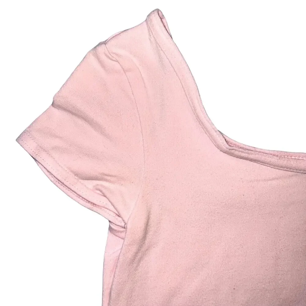 Danskin Now Girls Dance Leotard Blush Pink Short Cap Sleeves Large 10 12